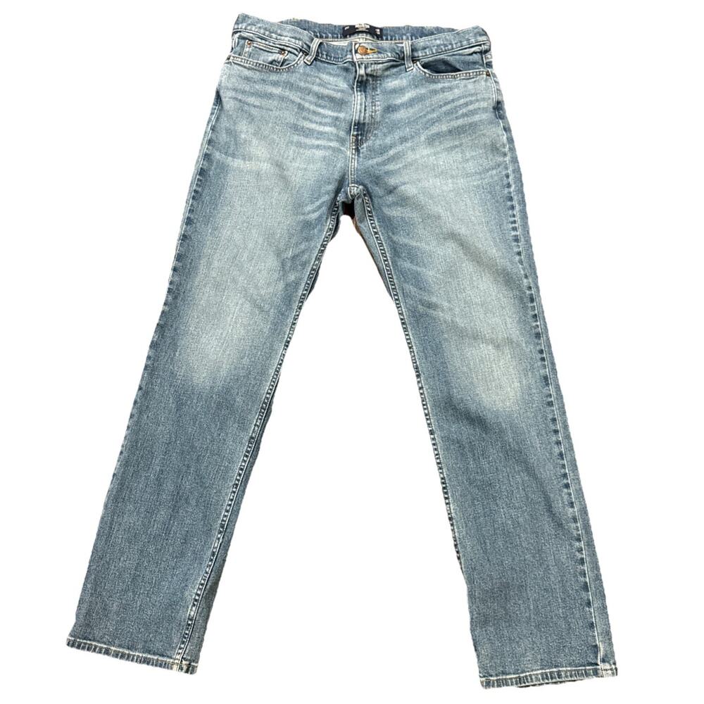 Hollister Jeans Mens 36 x 34 Blue Slim Straight Epic Flex Medium Wash Preppy
